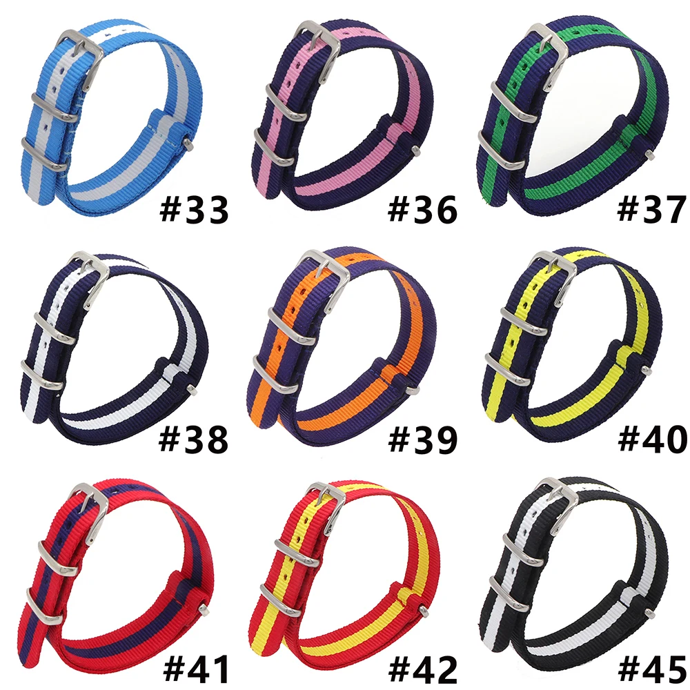 

Wholesale 18mm 20mm 22mm Black / Gray Striped Strap Nato for Army Sport Watch Nylon Watchband Watchband