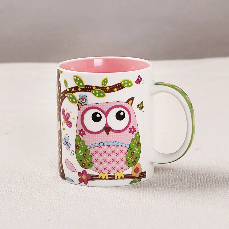 Funny Cute Pink Owl Pattern Travel Mug