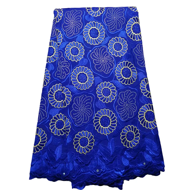 

5yards High Quality African Cord Lace Fabric with Stones Swiss Lace fabric Latest Style Nigerian Cotton Lace FabricHA299-1