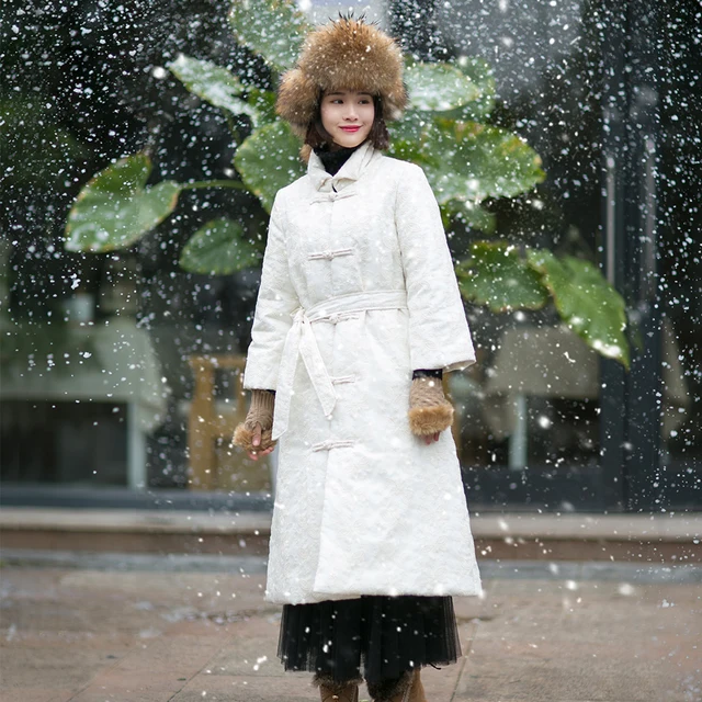 Cheap MM003 2016 new winter cotton white embroidery lace thick down jacket in the long slim coat