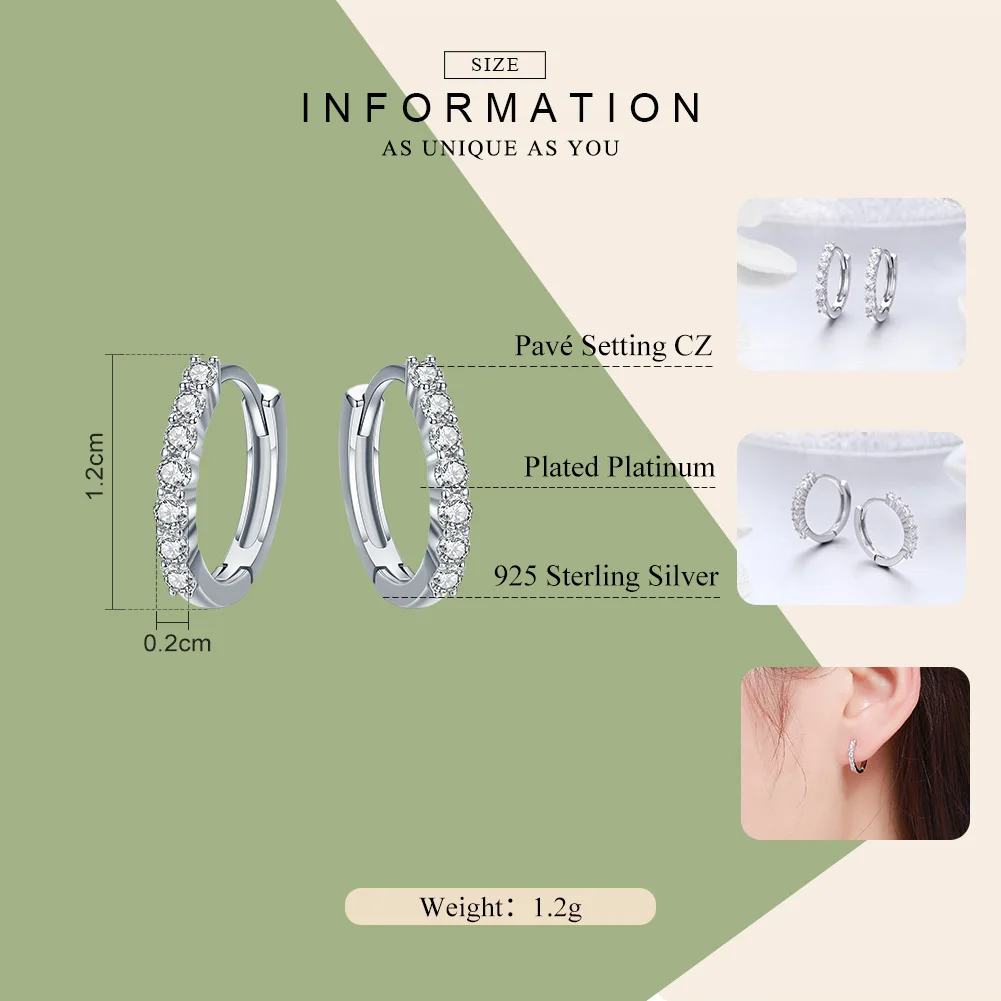 WOSTU 2018 Hot Sale Real 925 Sterling Silver Dazzling CZ Hoop Earrings for Women Fashion Brand S925 Silver Jewelry Gift CQE351 - Image 3