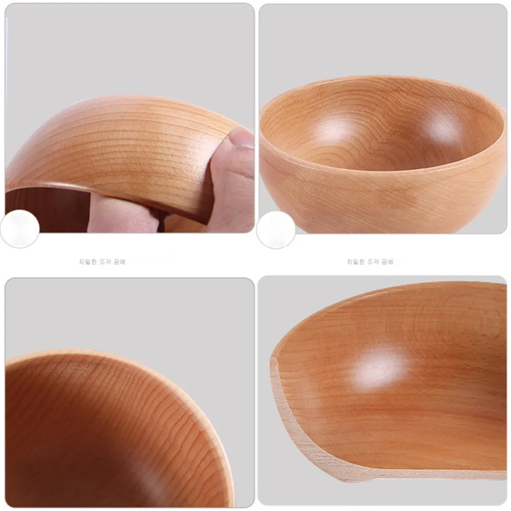 Кухонный инструмент, японская деревянная чаша, семейная детская миска для риса, одноцветная миска с рисунком, миска для супа из цельного дерева, посуда