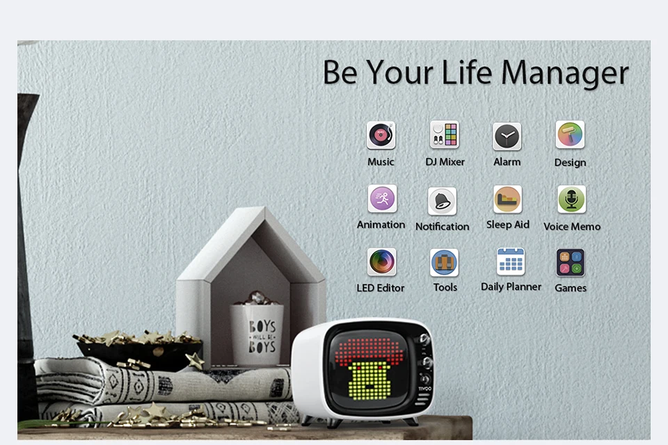 Divoom Tivoo Портативный беспроводной Bluetooth 5,0 динамик Pixel Art светодиодный смарт-будильник с приложением для IOS Android