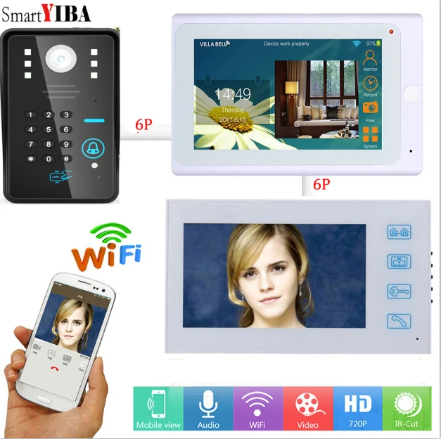 

SmartYIBA WIFI Wireless IP Video Intercom Smart WIFI Video Door Phone Door Bell System Android IOS APP Control Support TF Card
