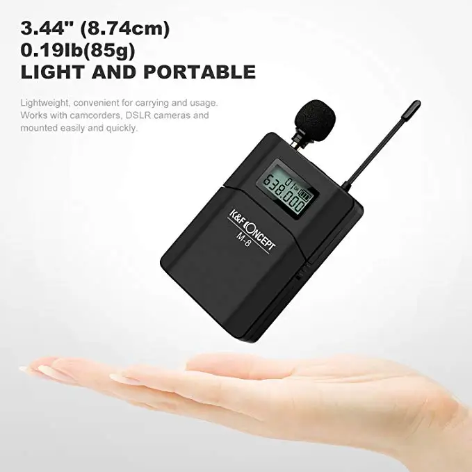 K&F Concept M-8 Wireless Microphone Unidirectional Lavalier Microphone For Canon Nikon Sony DSLR Camera MIC Receiver Microfone