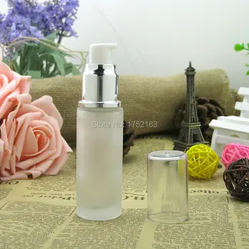 

Wholesale 30ml Frosted Glass bottles With Shiny silver lids,Press pump Bottles,Lotion bottle,Glass Bottle 50 PCS/LOT