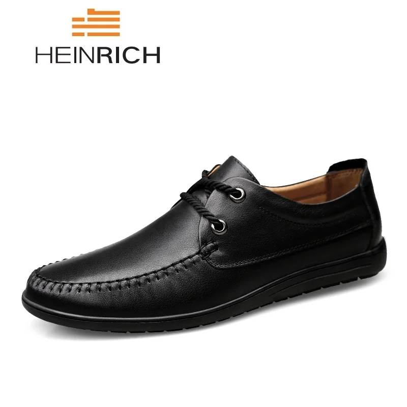 

HEINRICH Luxury Dress Shoes Men Four Seasons Mens Business Shoes Leather Male Fashion Flats Work Shoes Black Heren Schoenen