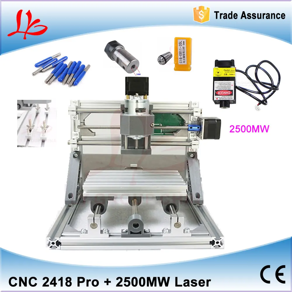 DIY Mini CNC 2418 500MW 2500MW 5500MW Laser Engraver For Woodworking 240 180mm With Engraving Tools