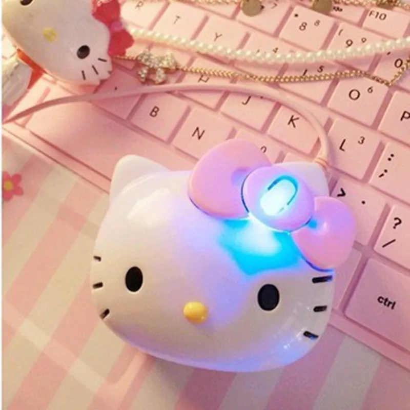 

Drop Shipping 3D Cartoon Hello Kitty Wired Mouse USB 2.0 Pro Pink Cute Gaming Mouse Optical Mice For Computer PC Kids Girl Mice