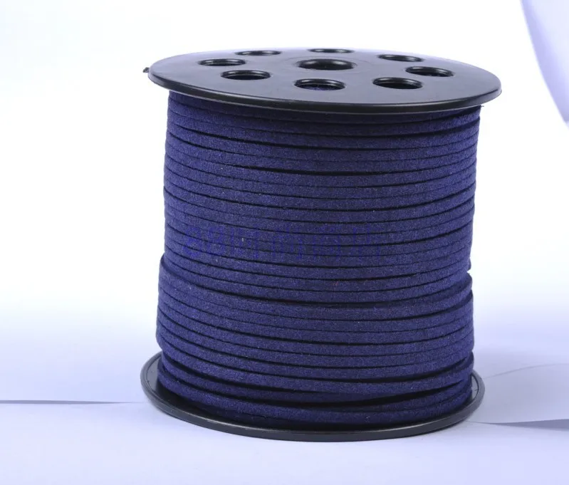 

100yards/ Roll Navy Blue Faux Suede Velvet Leather Cord+3mm X 2mm DIY Jewelry Bracelet Necklace Rope String Accessories