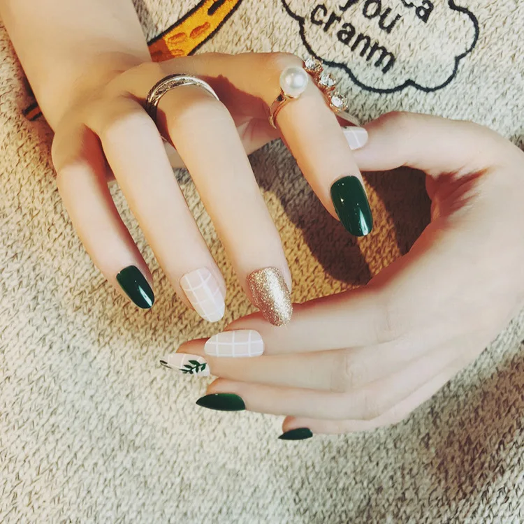 Correção de Unhas Dicas com 2g Novo Excelente Packs Moda Noiva Unha Falsas 24 Cola Senhora Sexy Diária Dedo Lucxry Mulheres Falso Prego 3 4 Unhas postiças