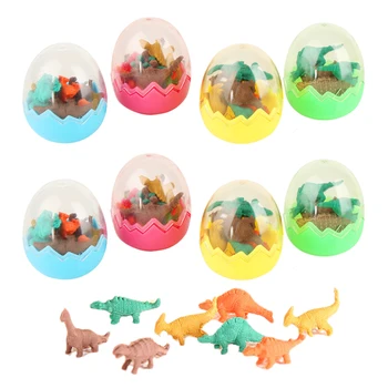 

8Pcs/Pack Novelty Animal Pencil Rubber Eraser Mini Dinosaur Egg Rubber Eraser With Egg Erasers For Students Stationery Gift