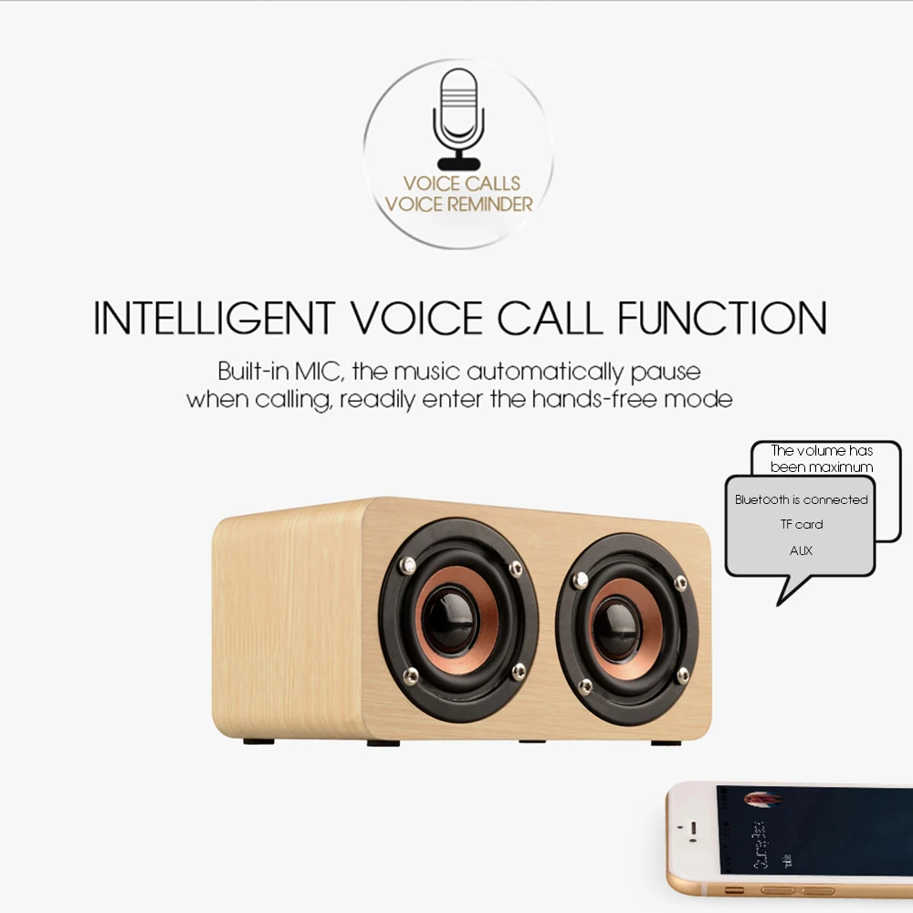 W5 Деревянный беспроводной Bluetooth динамик Портативный HiFi Shock Bass Altavoz TF caixa de som