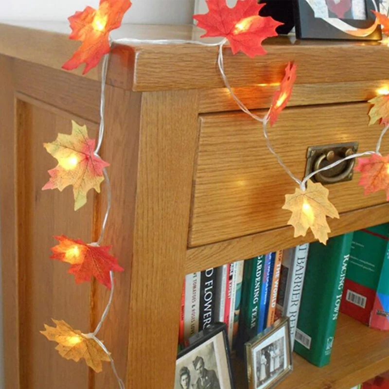 Led Light String Maple Leaf Fairy Garland String Light 1234M AA Battery Operated Fall Garden Home Christmas Tree Lighting (2)