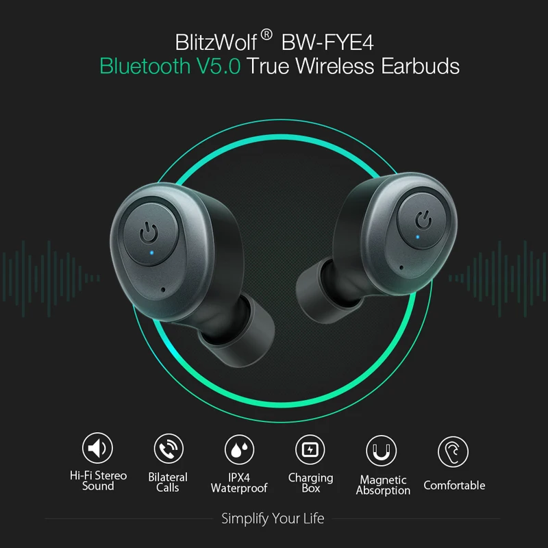 Blitzwolf BW-FYE4 bluetooth 5,0 TWS настоящие беспроводные наушники AAC SBC HiFi наушники-вкладыши стерео звук двусторонний звонок Водонепроницаемый