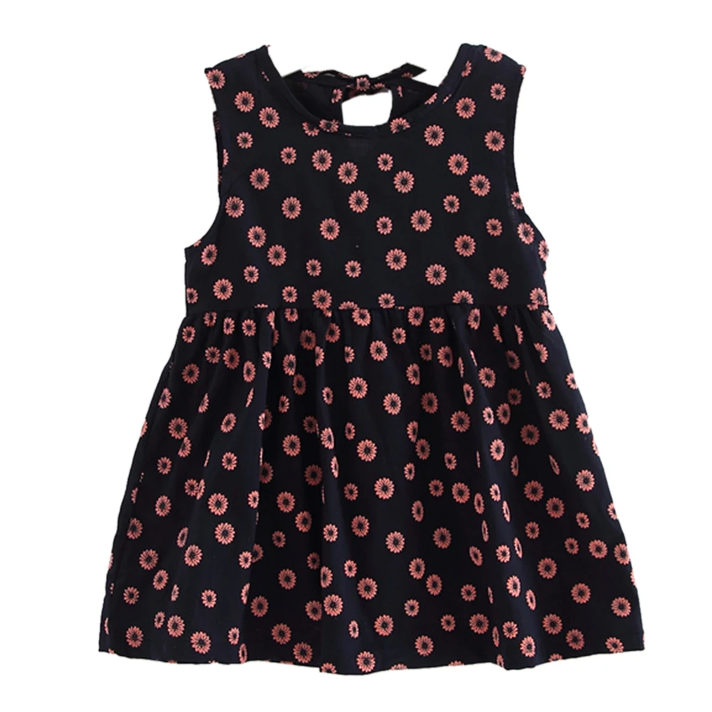 Flower Girls Dress Summer Lovely Cotton Linen Fower Printed A-Line Sleeveless Princess Party Dress Girls Clothing