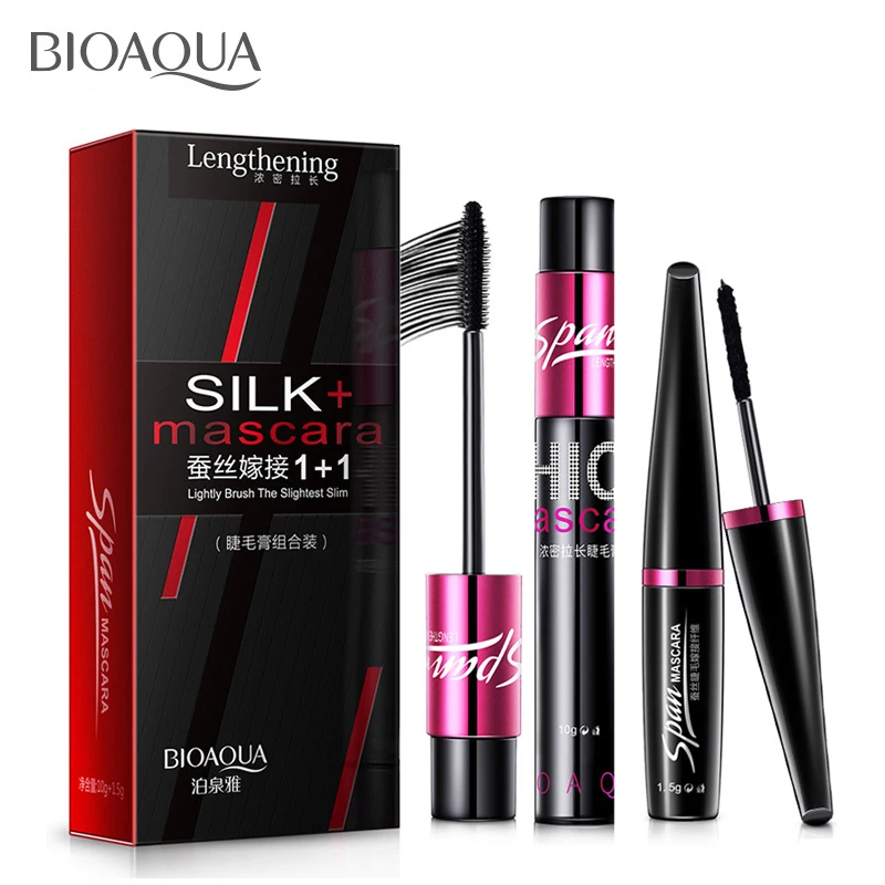 BIOAQUA Brand Black Silk Mascara Makeup Set Eyelash Extension Lengthening Volume 3D Fiber
