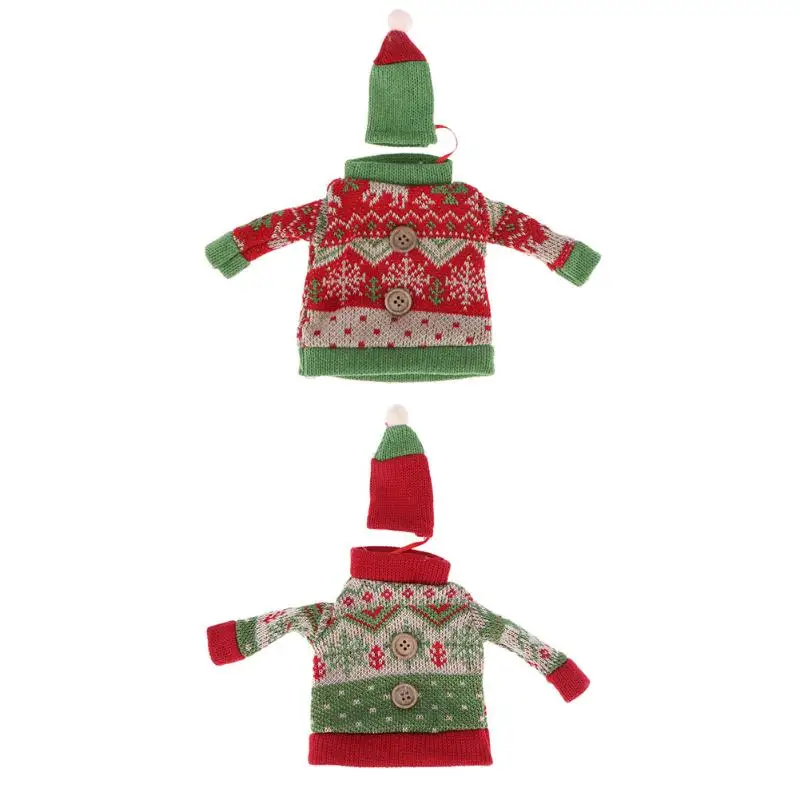 

Christmas Knitted Red Wine Cover Decor New Year Champion Bottle Cover Set Home Xmas Party Tableware Decoration