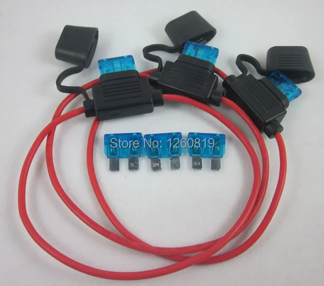 3pcs waterproof In Line standard Blade Fuse Holder fuses+15A Amp kit