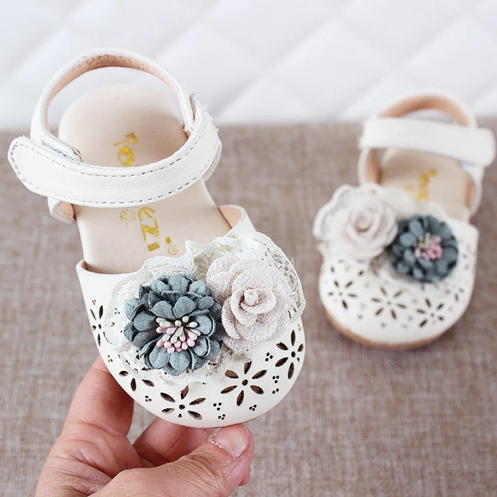

girls sandals party wedding floral Princess Shoes Toddler Infant Kids Baby Girls Sweet Elegant Pearl Flower Sandals #XTN