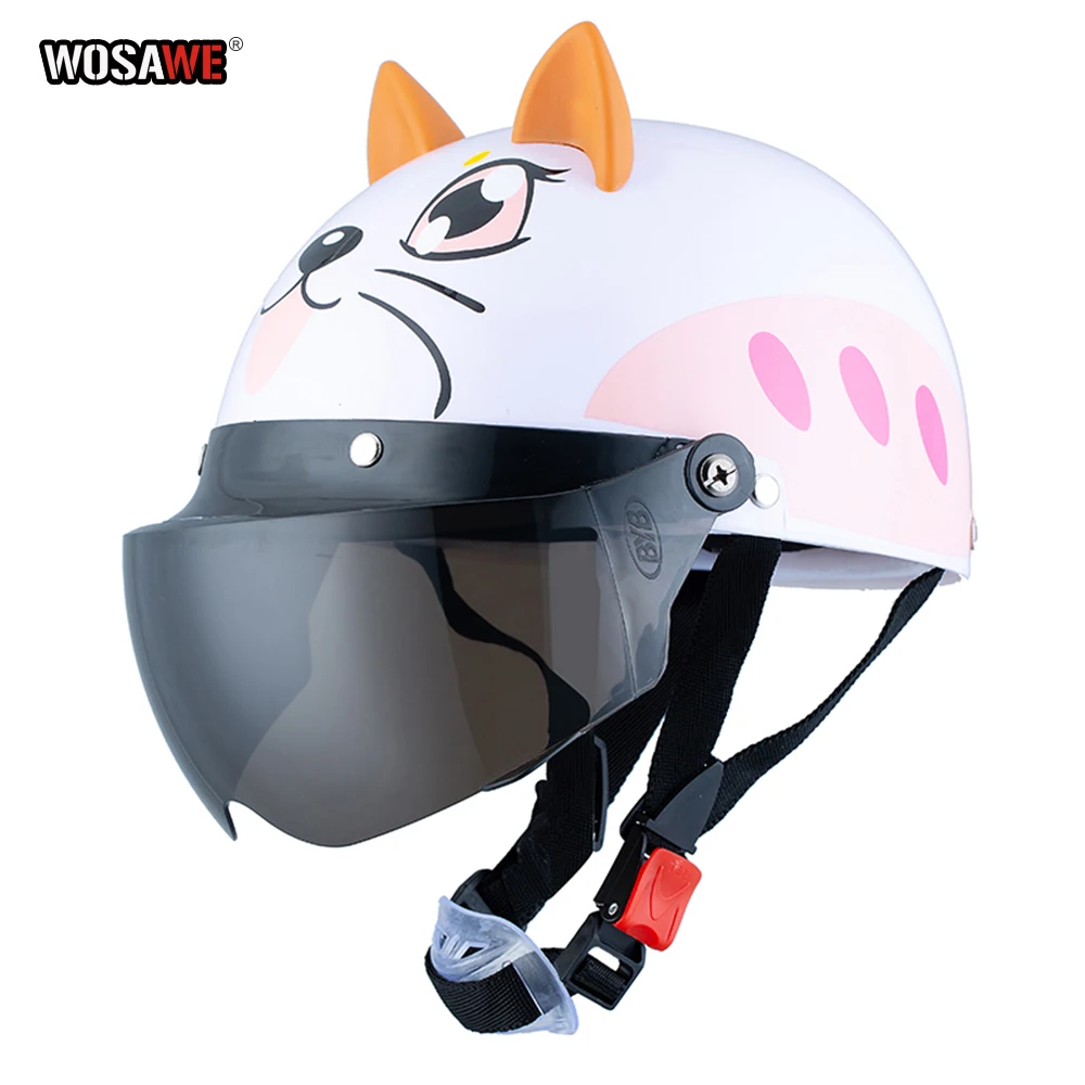

Electric Vehicle Kids Half Helmet Children Safety Boy Girl Cartoon Motorcycle Helmet with Goggle Visors UV protection