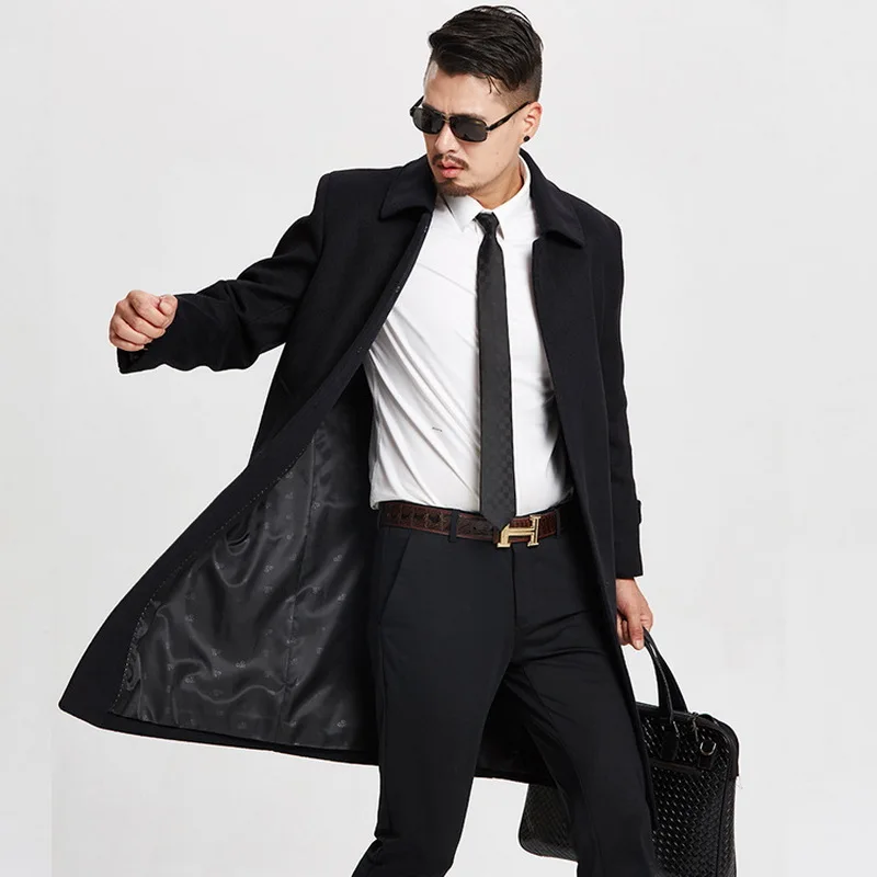 

Winter Cashmere Jacket Men's Wool Coats and Jackets Men Long Single Breasted Overcoat Turn-down Collar brand Casual Woolen Coat