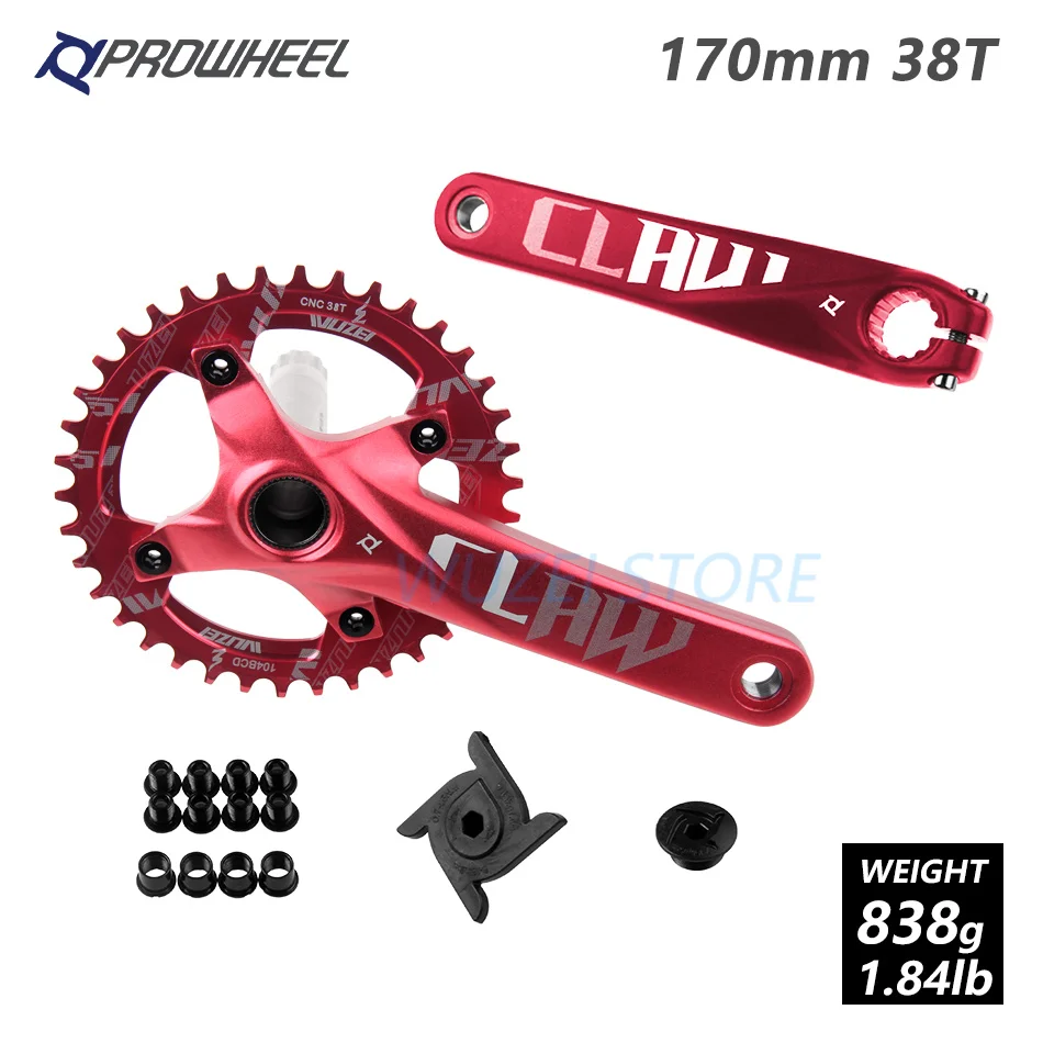 WUZEI mtb велосипедные рукоятки пластины 4 лак для ногтей, 104 BCD 170/175 мм/30/32/34/36/38 T Круглый звездочки шатун для горного велосипеда комплект велосипедная часть - Цвет: 170mm Red 38T