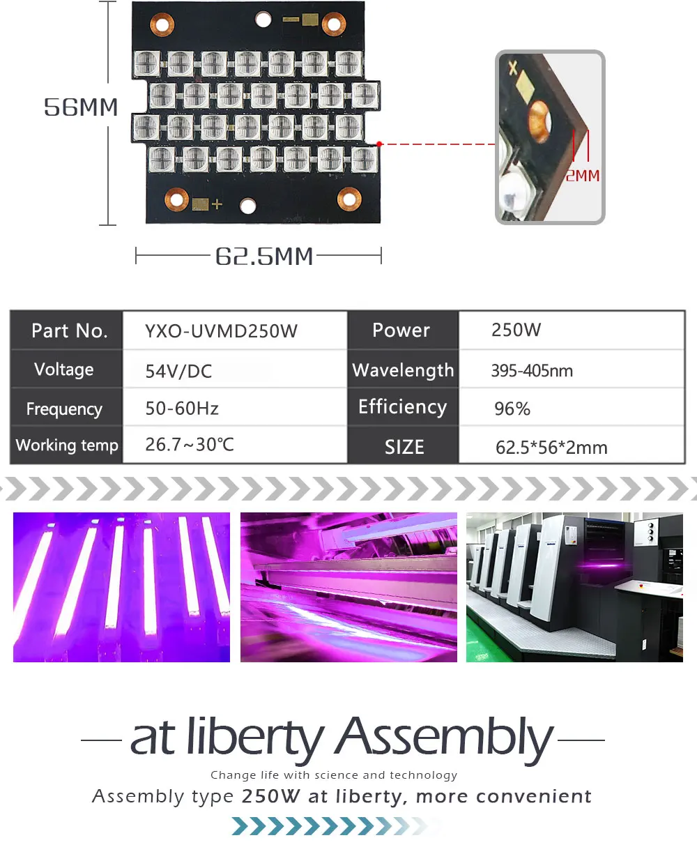 1 шт. 250 Вт 500 Вт 1000 Вт 200 Вт УФ 395nm 405nm высокое Мощность фиолетовый светодио дный Медь PCB для УФ, планшетный принтер, УФ клей отверждения свет