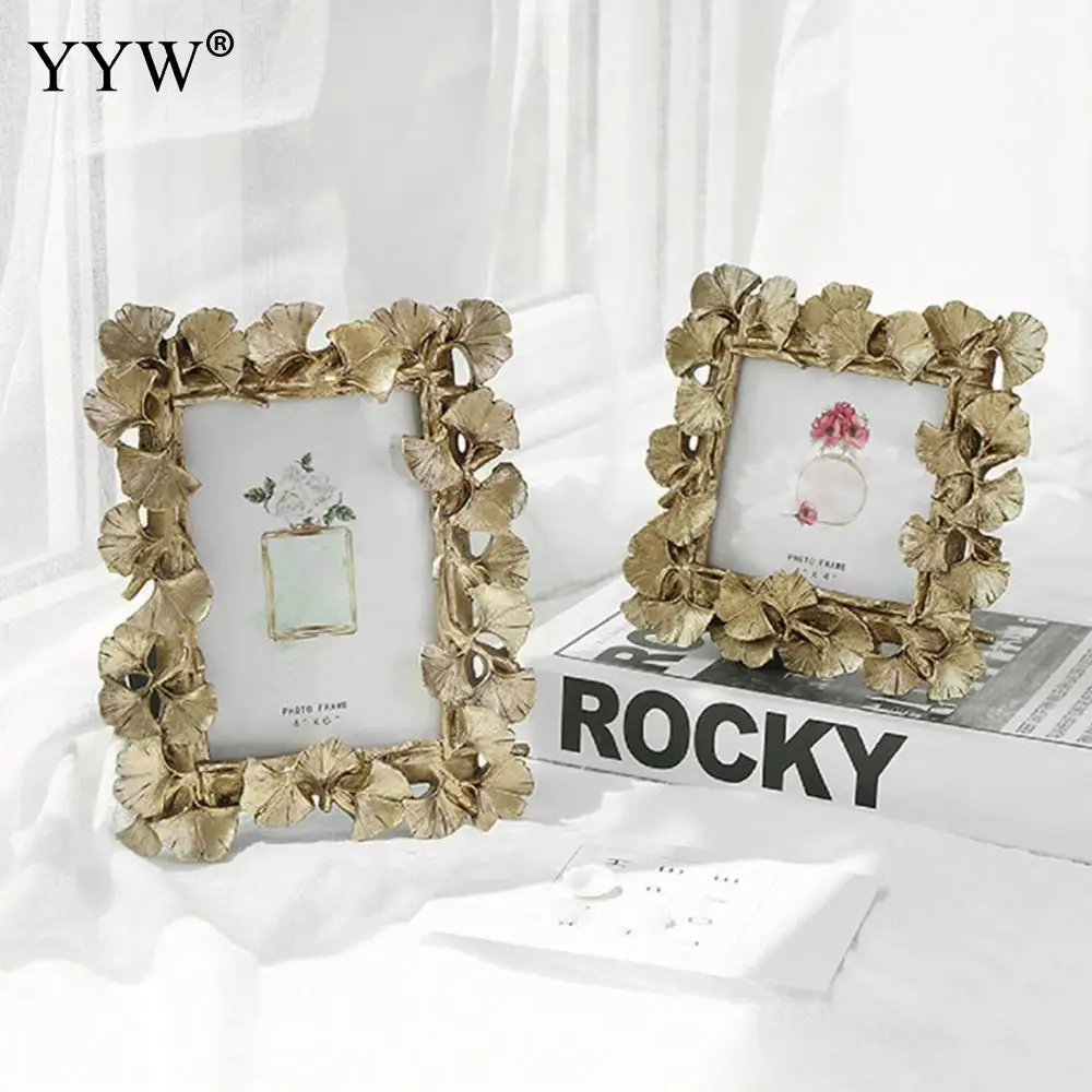 

Photo Frame Ginkgo Leaf European Style Art Home Office Decor Picture Frame Gold Silver High-Grade Wedding Couple Family Gift