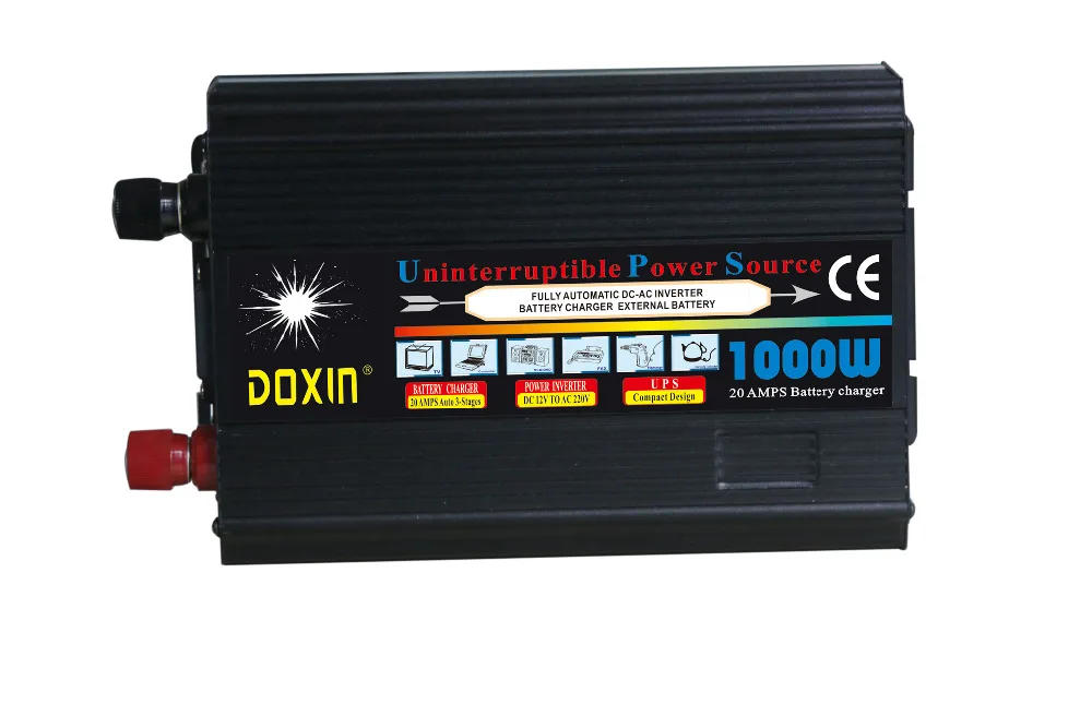 Модифицированная волна 1000 Вт DC12V/24 В к ac220в ЖК-дисплей UPS инвертор с функцией зарядки аккумулятора