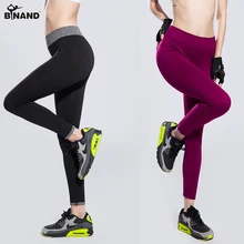 Binand Высокая талия эластичные спортивные брюки для фитнеса тонкие Компрессионные Леггинсы Штаны Для Йоги дышащие спортивные женские штаны для спортзала