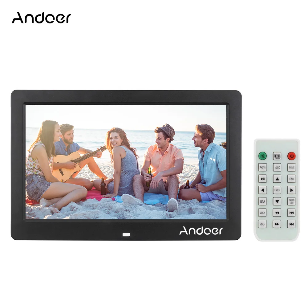 Andoer 10," Цифровая фоторамка HD 800*600 Цифровая фоторамка Будильник MP4 киноплеер с дистанционным управлением рождественские подарки - Цвет: Black