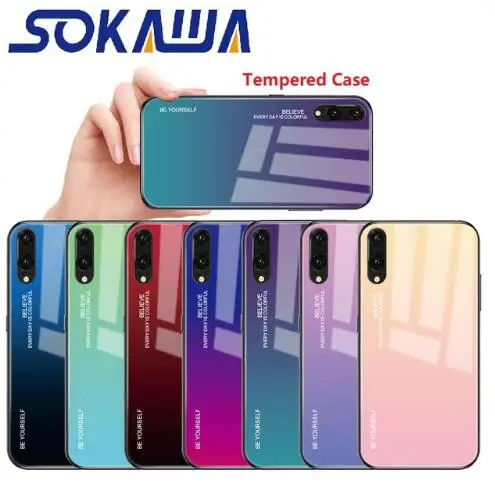 Для Samsung Galaxy A30 A50 A10 M10 M20 J4 Plus J6 2018 защитный чехол из закаленного стекла цветной для