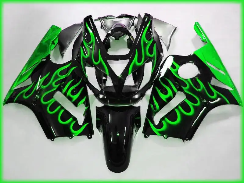 

Injection mold fairing kit for Kawasaki ZX12R 02 03 04 green flames black fairings ZX12R 2002 2003 2004 (+ tank cover) TY06