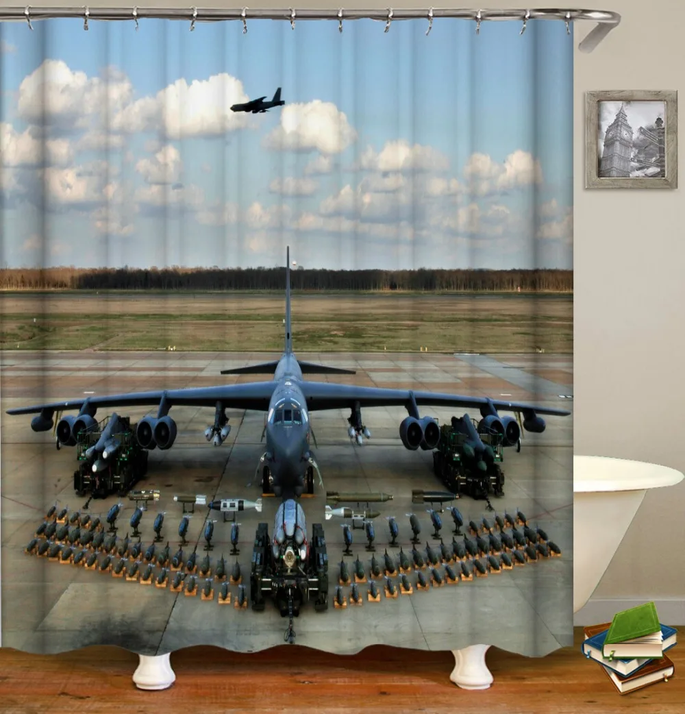 

Aircraft series print Shower Curtains Waterproof Polyester Fabric Bath Screen Curtain for Home Decoration Bathroom Curtain