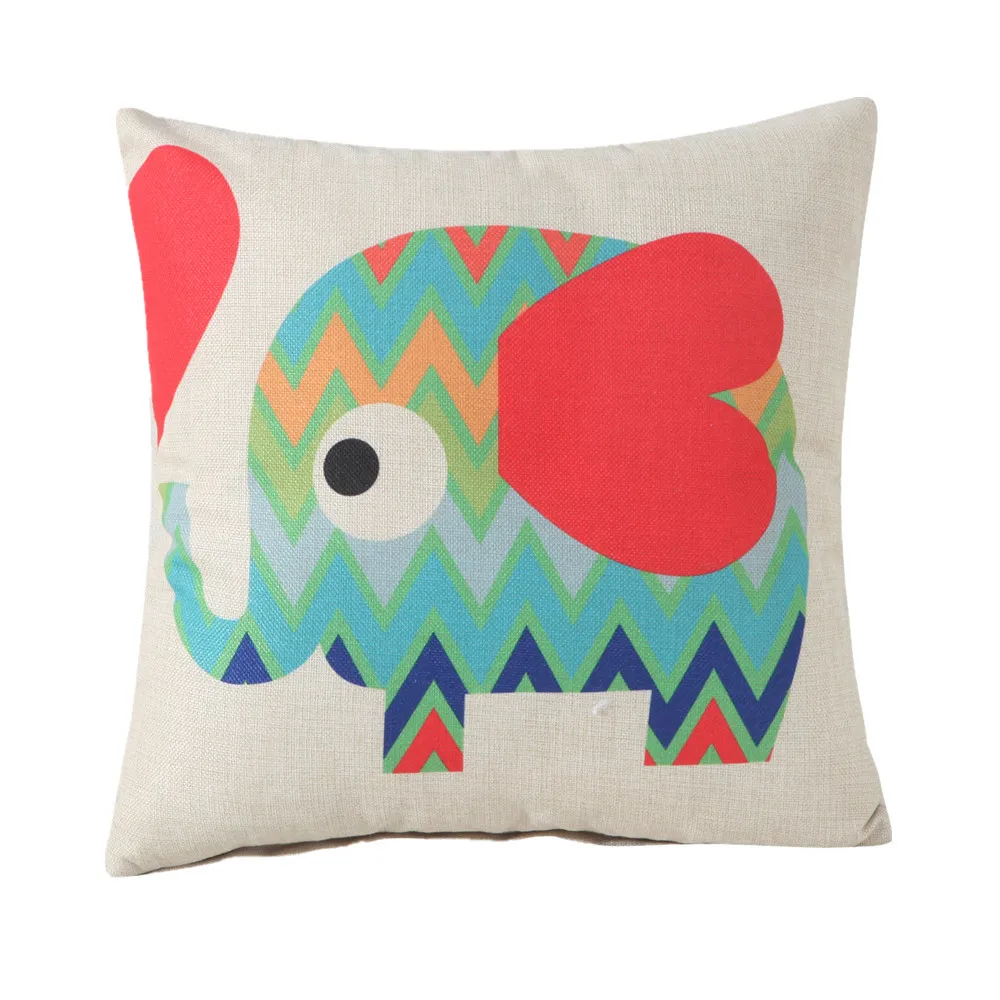 45x45 سنتيمتر الحب القلب الكرتون الفيل غطاء وسادة مطبوعة غطاء سيارة المنزل كنبة مكتب كرسي الزخرفية القطن كيس وسادة كتاني