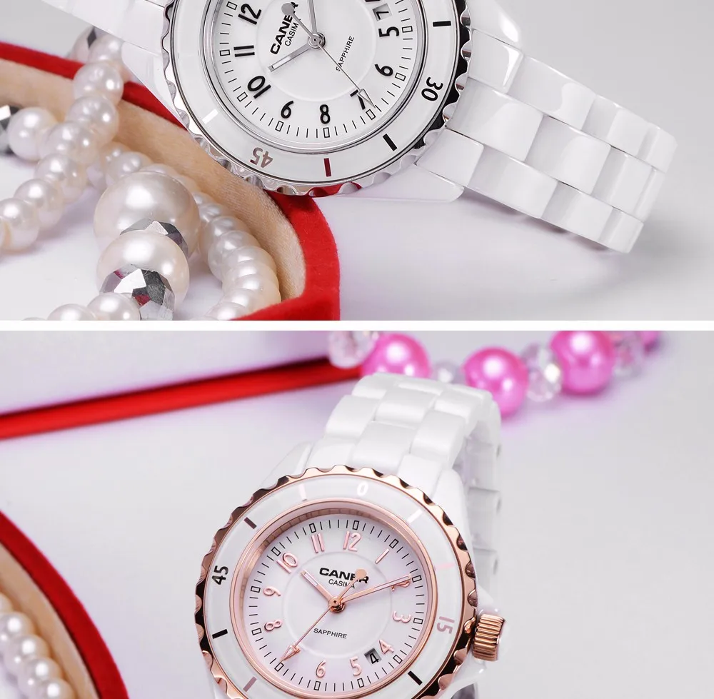 Mujer Reloj CASIMA Роскошные Брендовые женские часы модные повседневные Элегантные керамические белые кварцевые наручные часы женские водонепроницаемые 100 м