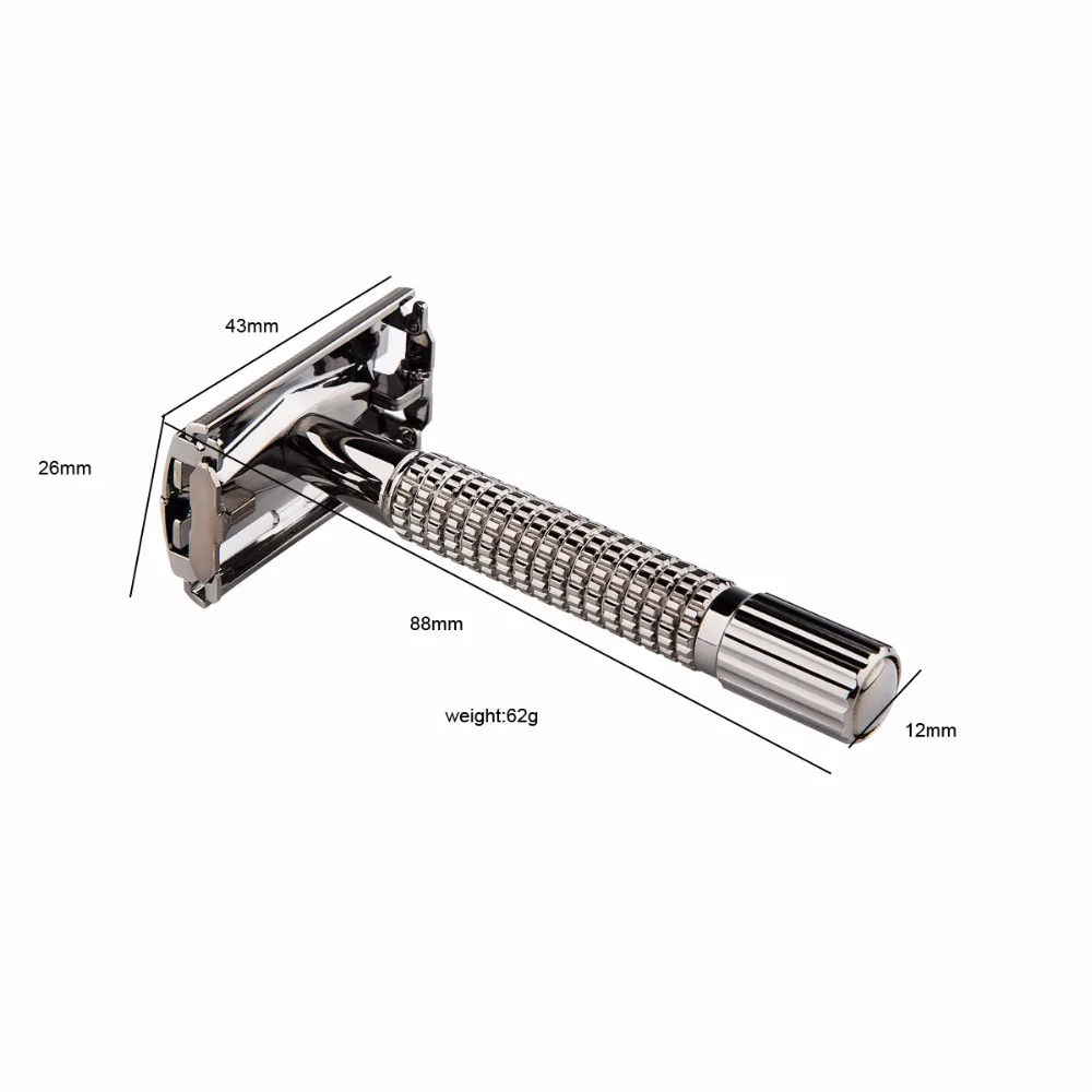 1 держатель+ 10 лезвий, Классическая Безопасная бритва с двойным краем, басовая хромированная сетчатая ручка, бритва с бабочкой, держатель лезвия