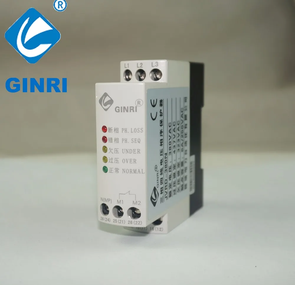 Трехфазное реле мониторинга последовательности напряжения GINRI JVRD 380N|Реле| |