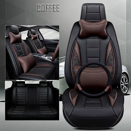 Авто кожаный универсальный чехол для автомобильных сидений для TOYOTA Corolla RAV4 Highlander PRADO Yaris автомобильные аксессуары чехол для сиденья - Название цвета: Coffee Luxury