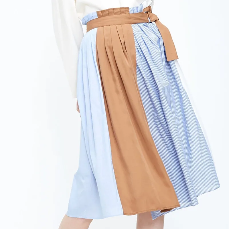 LANMREM Осень Новая повседневная модная Темпераментная Женская свободная юбка с высокой талией и складками TC552
