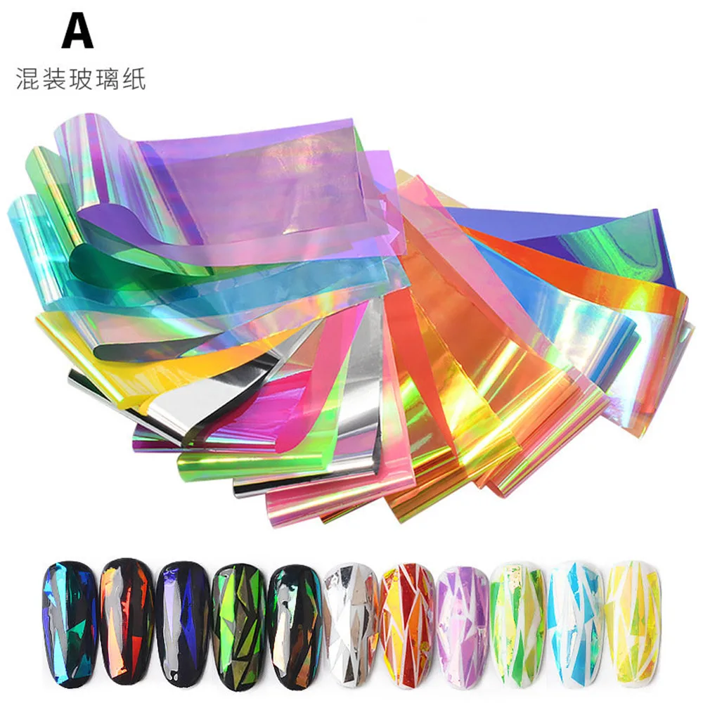 

Holographic Nail Foil Stickers Flower Mixed Pattern Nail Art Decorations Transfer Sticker Water Slide Decals for Manicure Design