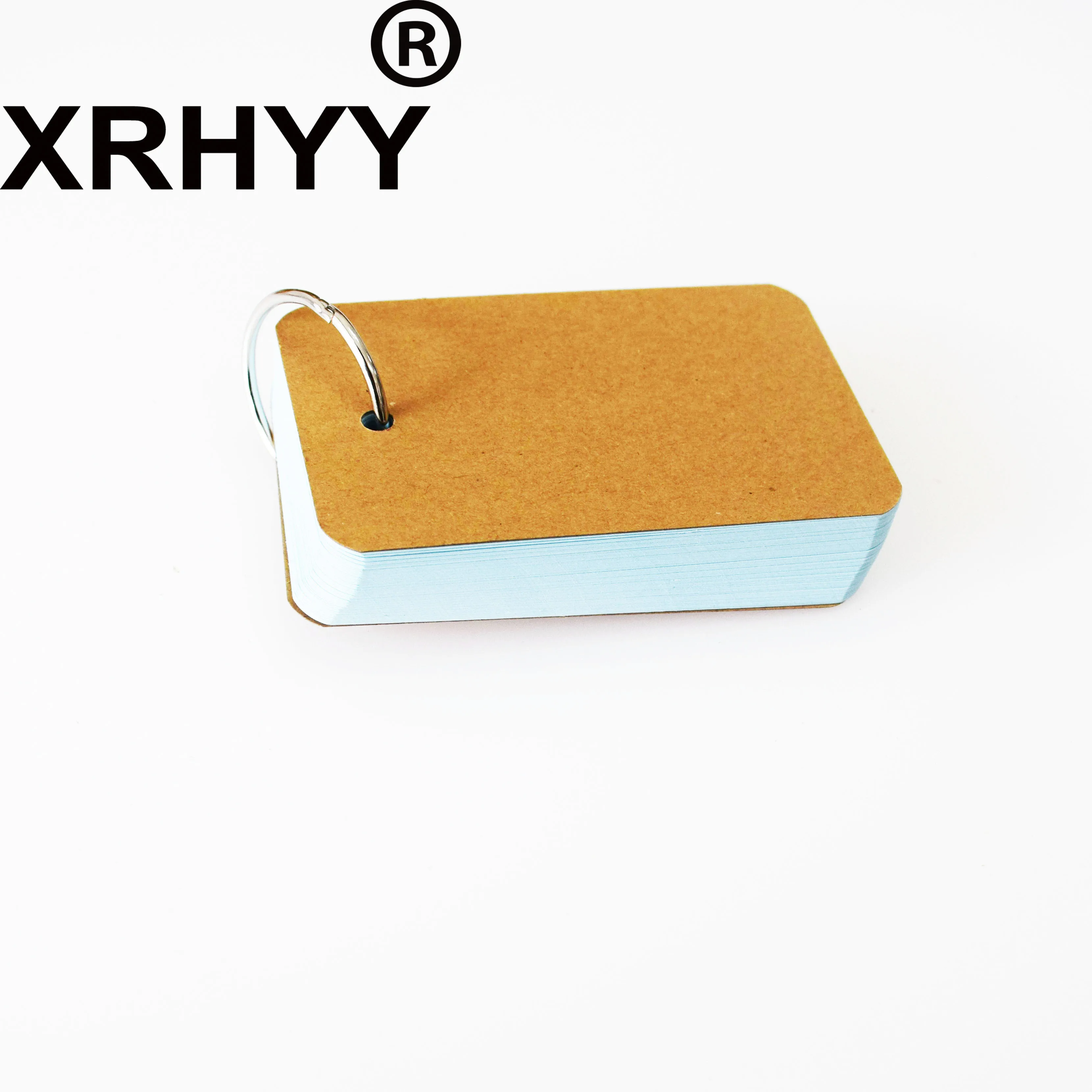 

XRHYY 50 Sheets Blue Color Kraft Paper Binder Ring Easy Flip Flash Card Study Cards/Memo Scratch Pads/Bookmark DIY Greeting Card