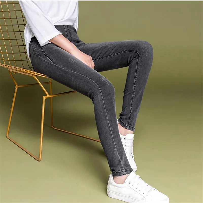 Jeans Women Light Blue Plus Size Elastic High Waist Jeans 19 New Spring Summer Korean Chic Pants Slim Long Jeans Feminina CX719 Jeans Women Light Blue Plus Size Elastic High Waist Jeans 19 New Spring Summer Korean Chic Pants Slim Long Jeans Feminina CX719