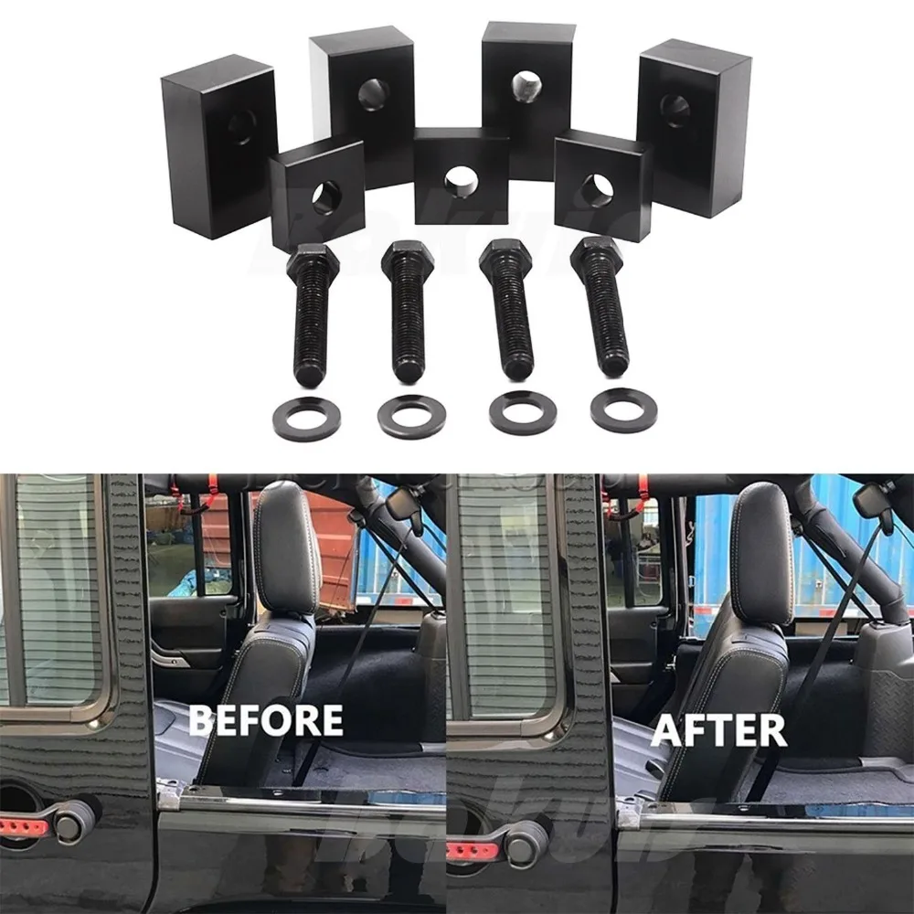 

1Set Interior Accessories Rear Seat Recline Kit with Bolts and Washers Black Aluminum for Jeep Wrangler JK 2007-2017 4 Door