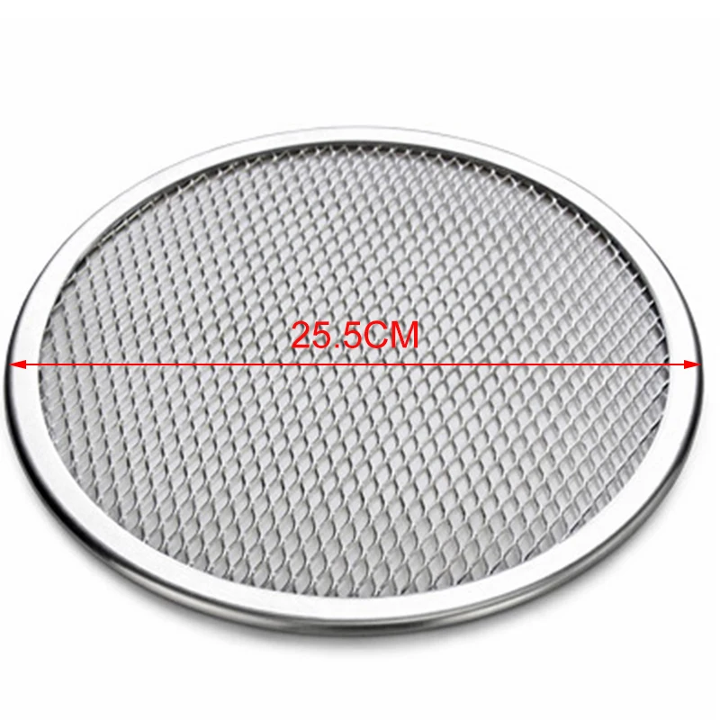 Aluminum Pizza Pan Silver 25.5cm Bakeware Pastry Mould Bread W/ Holes Kitchen Cooking Tool Home Restaurant Round