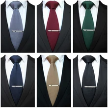 JEMYGINS мужской формальный Вязаный Галстук 8 см с зажимом, набор для отдыха, одноцветные галстуки, модные шерстяные хлопковые галстуки для мужчин, свадебные галстуки