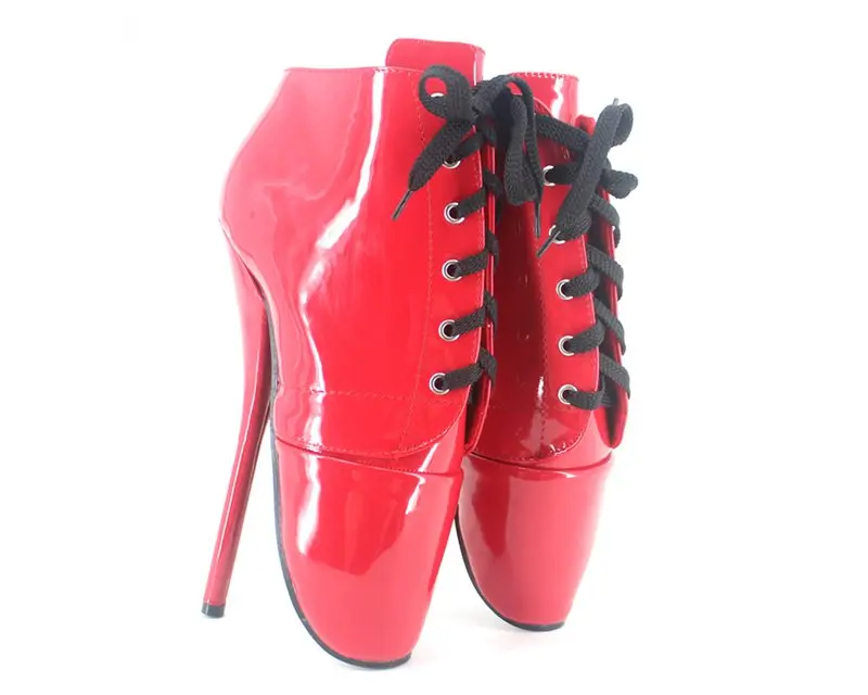Sorbern женские ботильоны туфли-лодочки размера плюс балетные туфли на тонком каблуке на шнуровке гей унисекс вечерние туфли-лодочки индивидуальный заказ цвет 18 см/7'' - Цвет: Red Shiny