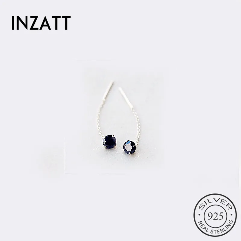 

INZATT 925 Sterling Silver Five Colors Zircon Crystal Dangle Drop Earrings Short Tassel Chain For Women Wedding Jewelry Gift
