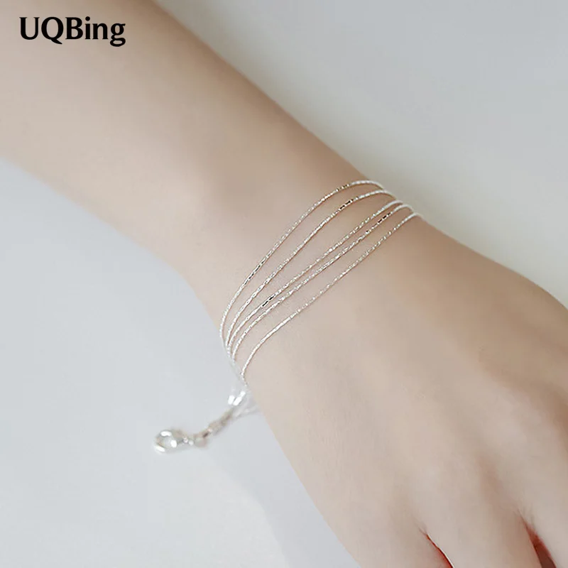 New Fashion 925 Sterling Silver Bracelet Multi Layer Chain Bracelets